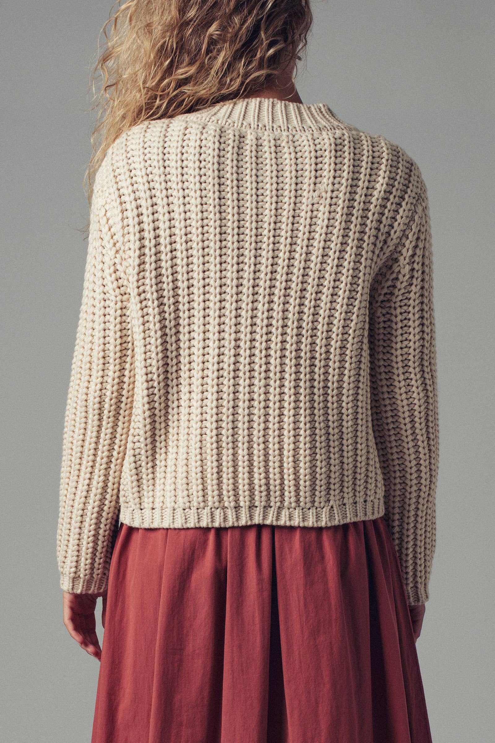 Chunky Gold Button Ribbed Knit Cardigan, Feathered Farmhouse