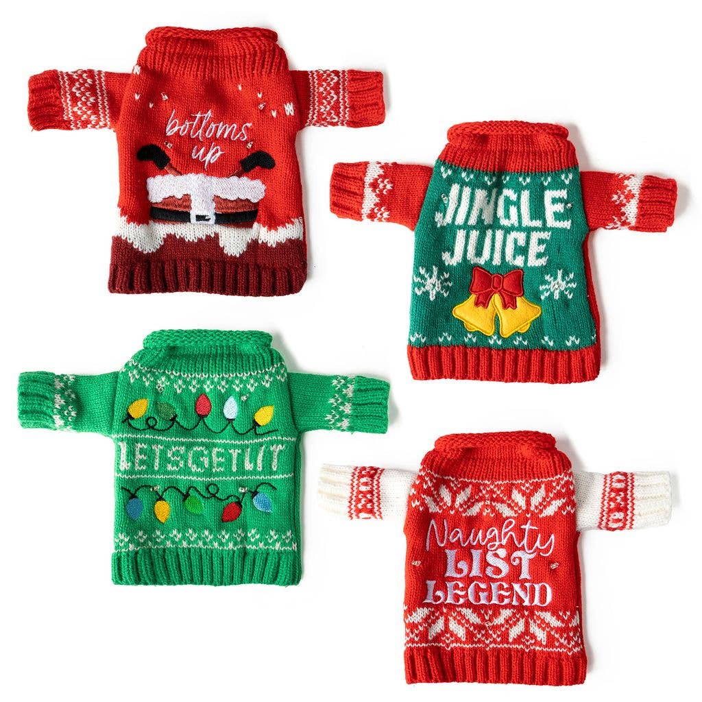 Light-Up Wine & Bottle Sweater, Feathered Farmhouse