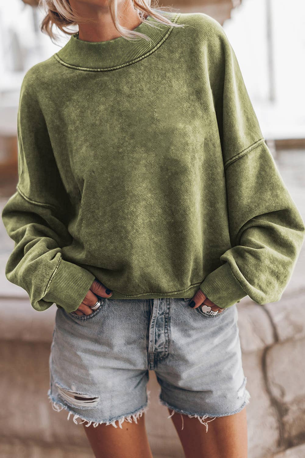 Nicole Green Pullover Sweatshirt, Feathered Farmhouse