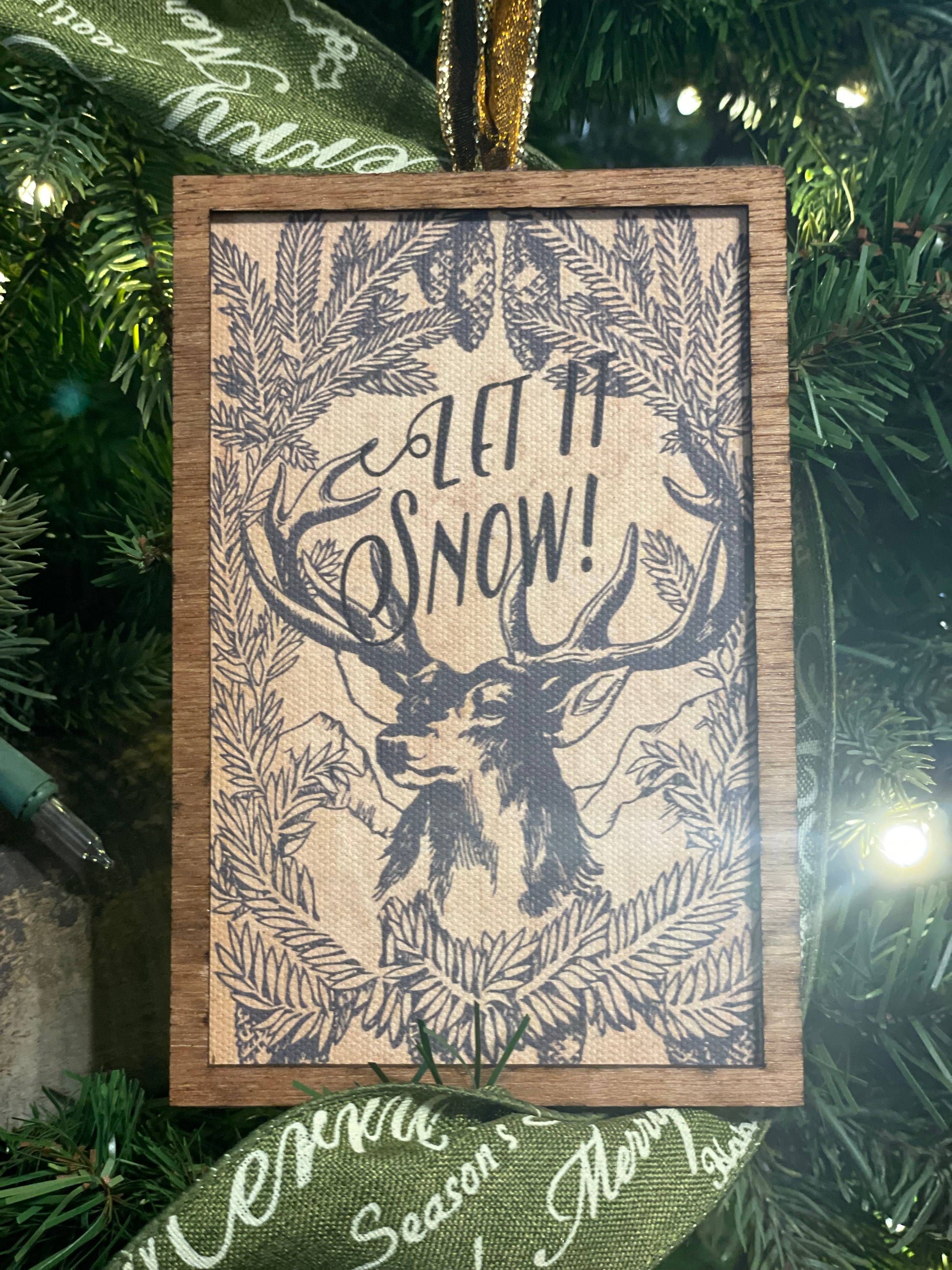 Christmas Deer Ornament, Feathered Farmhouse