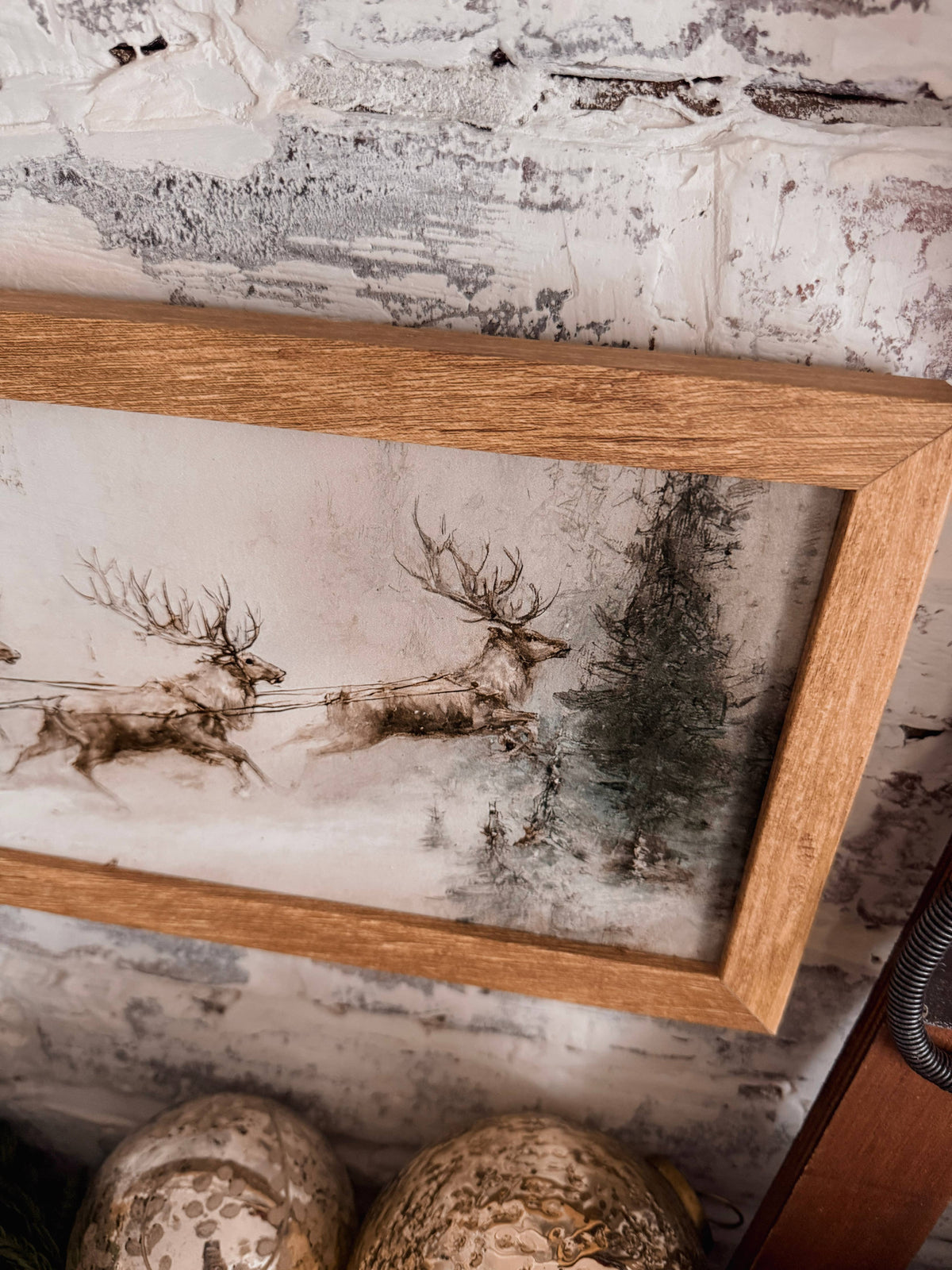 Santa Sleigh with Reindeer Vintage Wood Sign, The Feathered Farmhouse