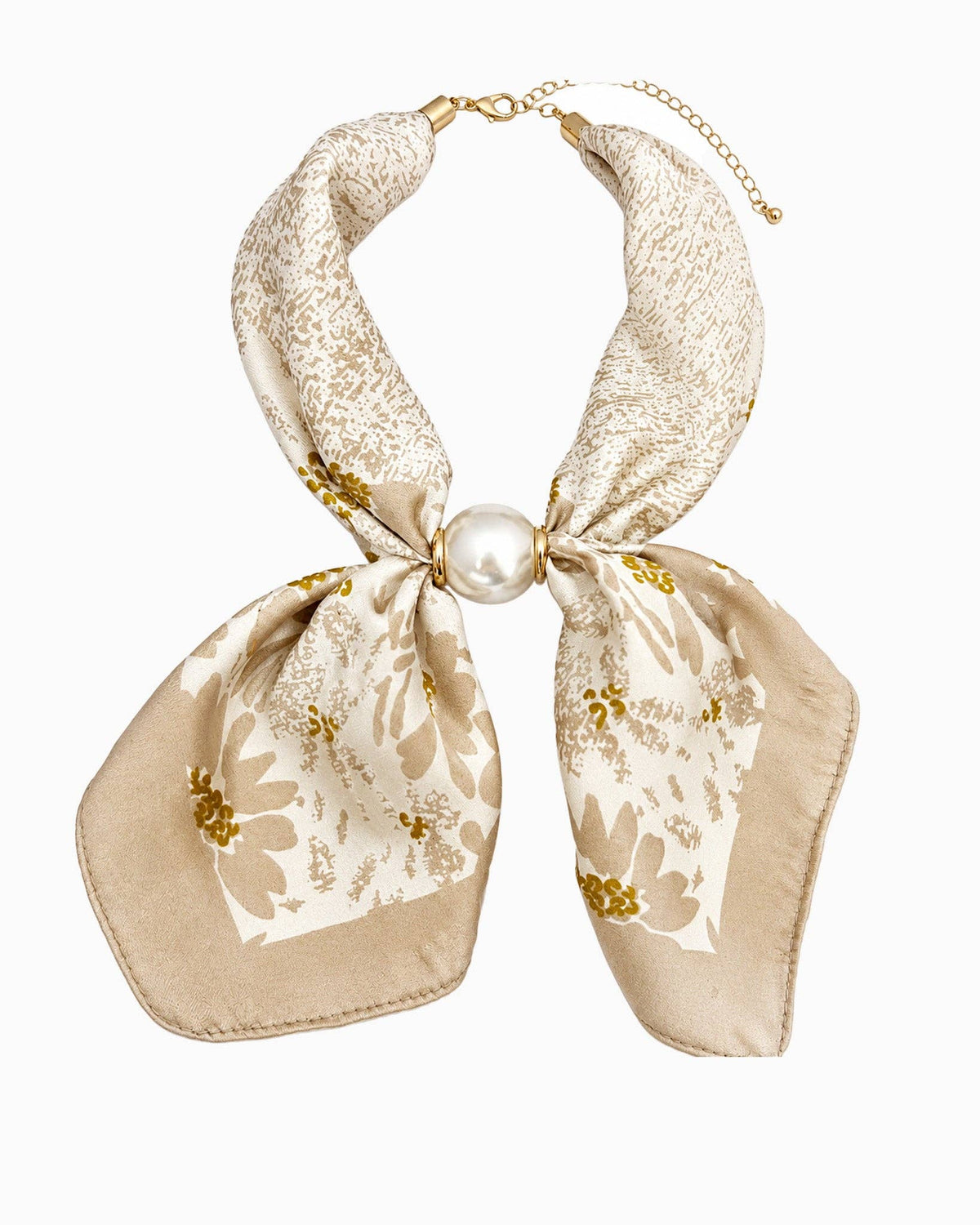 Pearl Accent Scarf Bow Necklace, Feathered Farmhouse