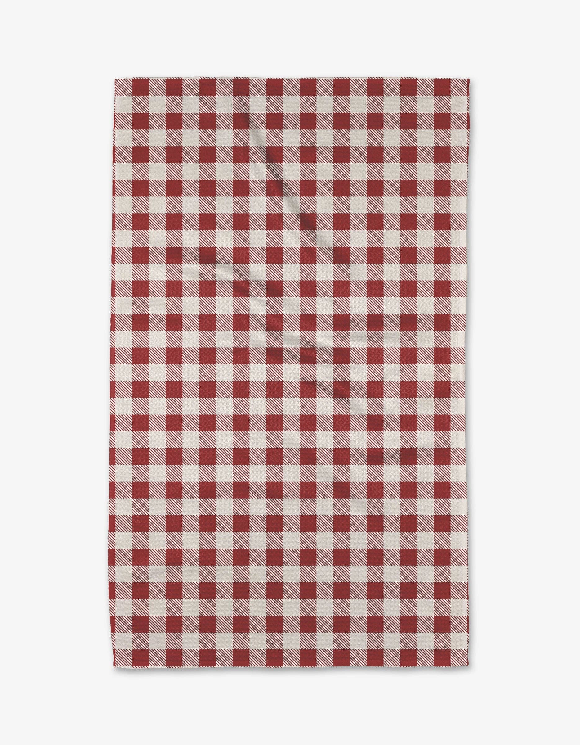 Christmas Gingham Red Geometry Tea Towel, Feathered Farmhouse