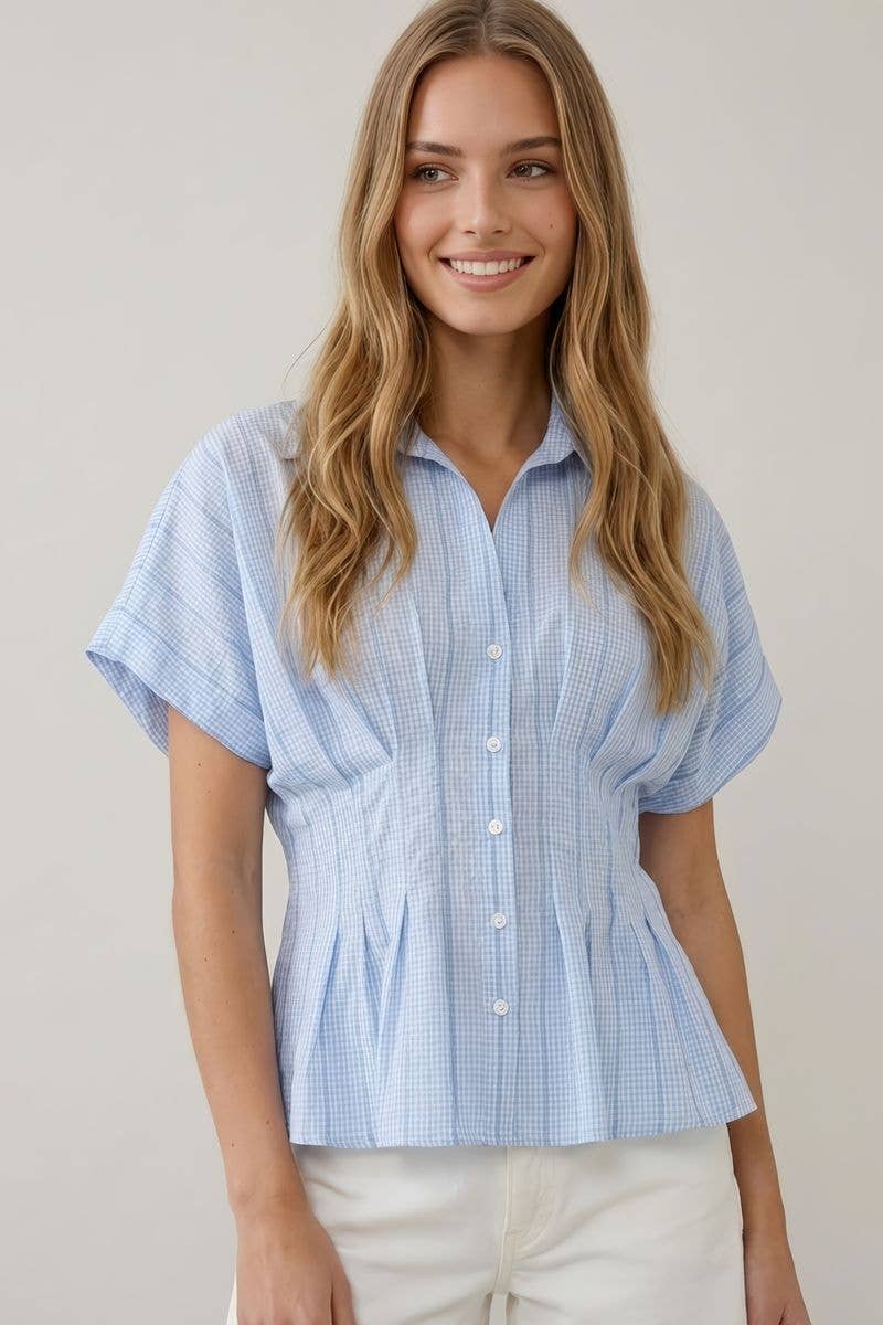 Gingham Button Down Shirt, Feathered Farmhouse