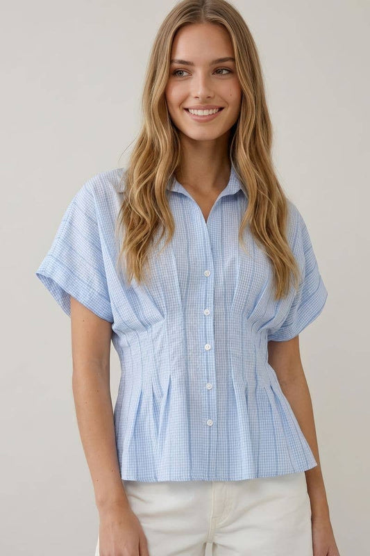 Gingham Button Down Shirt, Feathered Farmhouse
