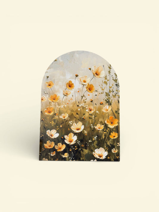 Yellow Summer Vintage Wood Arch, Feathered Farmhouse