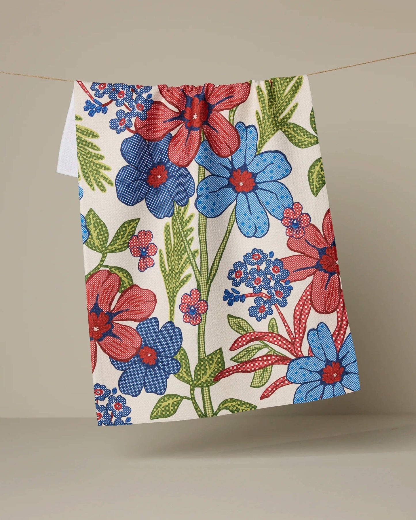 Plaid Floral Tea Towel, Feathered Farmhouse