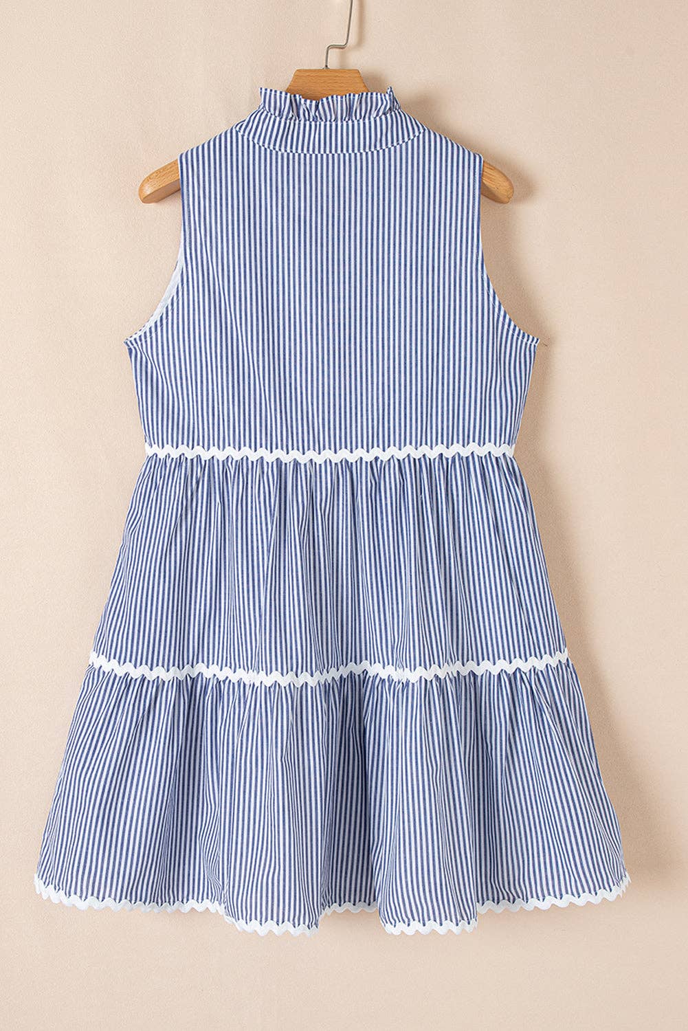 Stripe Ric-Rac Sleeveless Mini Dress, Feathered Farmhouse