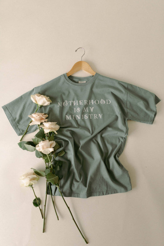 Motherhood is my Ministry Tee, The Feathered Farmhouse
