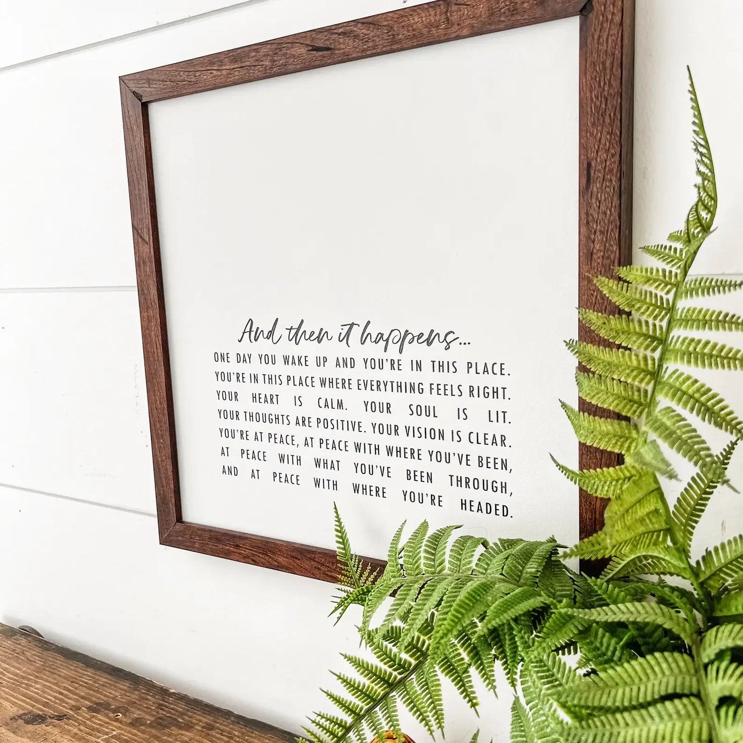 And Then It Happens Inspirational Quote Sign, Feathered Farmhouse