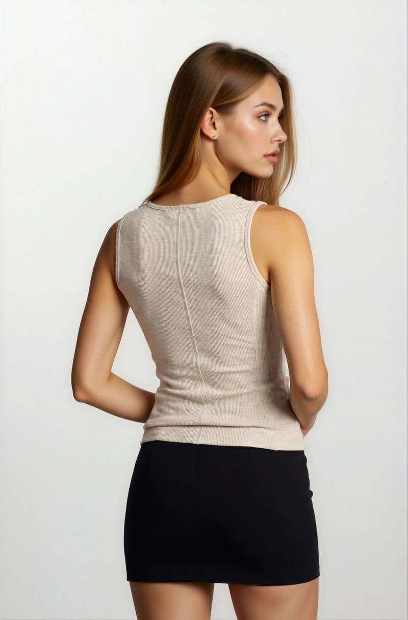 Mini Patch Pocket Tank Top, Feathered Farmhouse