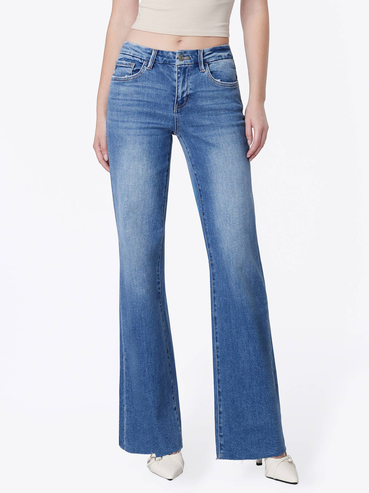 Mid Rise Seamless Waistband Vintage Flare, Feathered Farmhouse