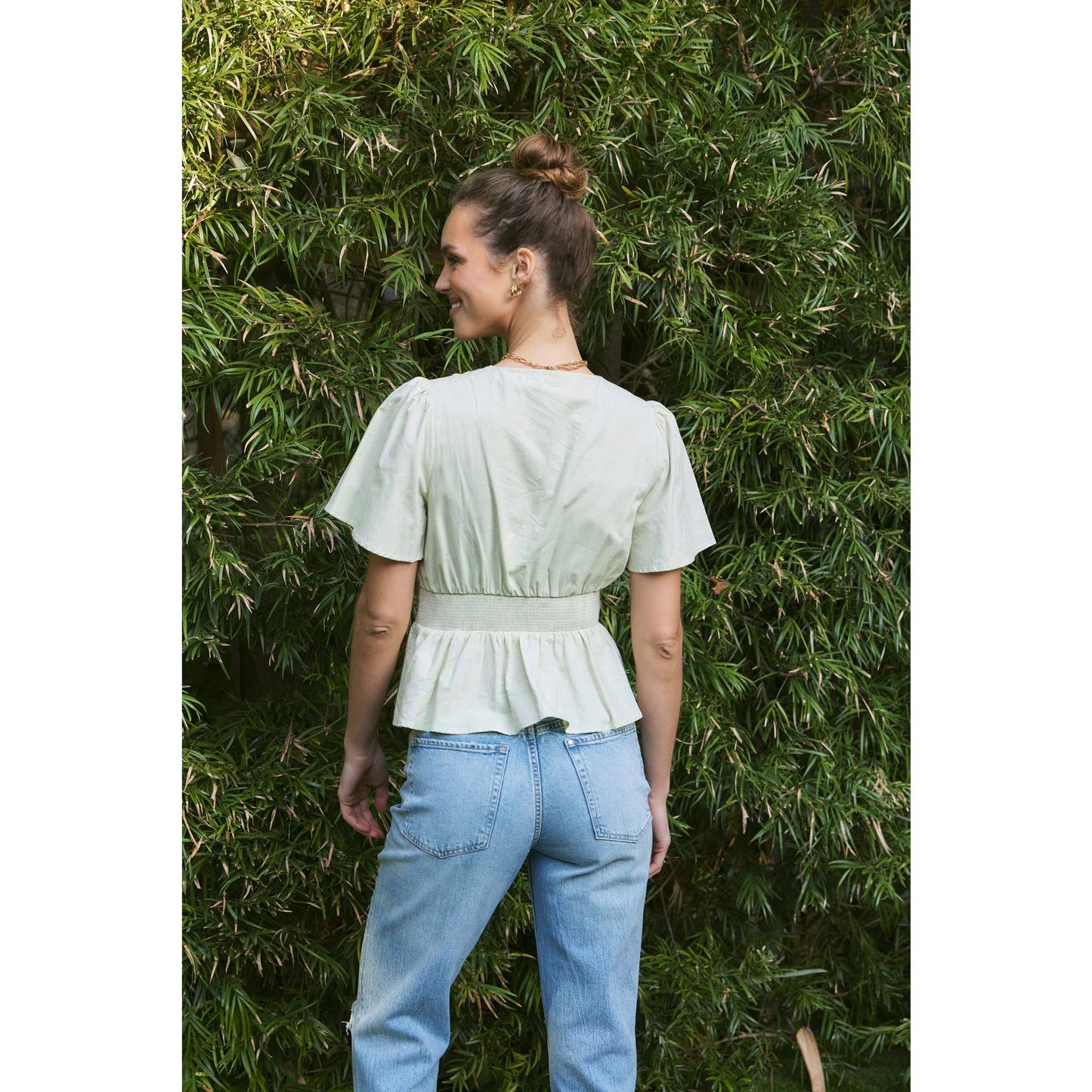 Button-Down Cotton Eyelet Blouse, Feathered Farmhouse