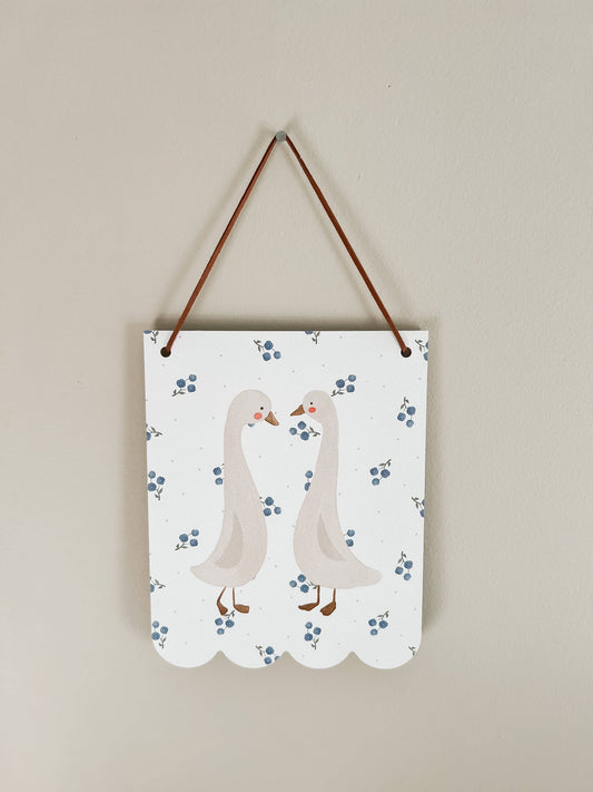 Swan & Floral Hanging Wall Art, Feathered Farmhouse