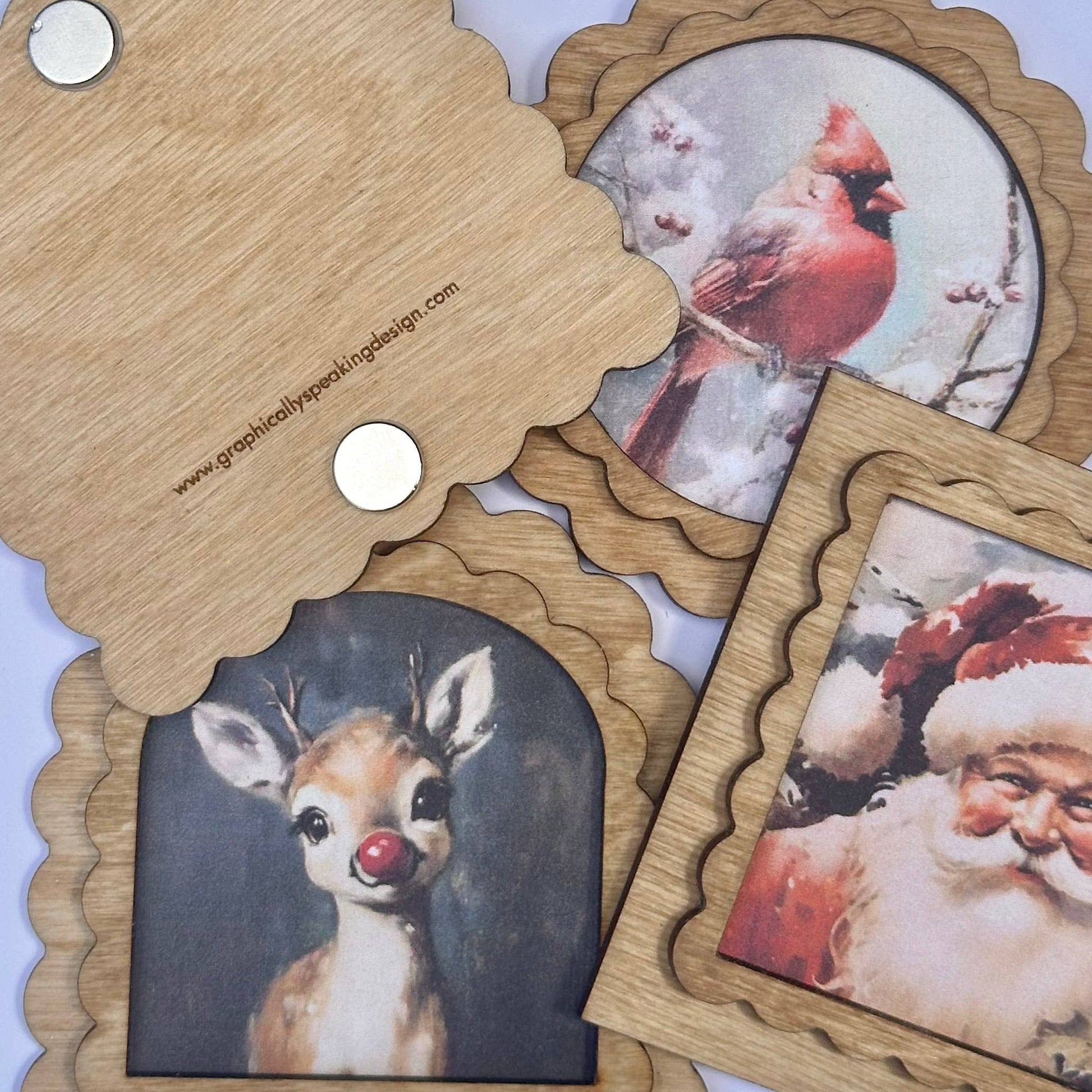 Vintage Style Christmas Magnets, Feathered Farmhouse