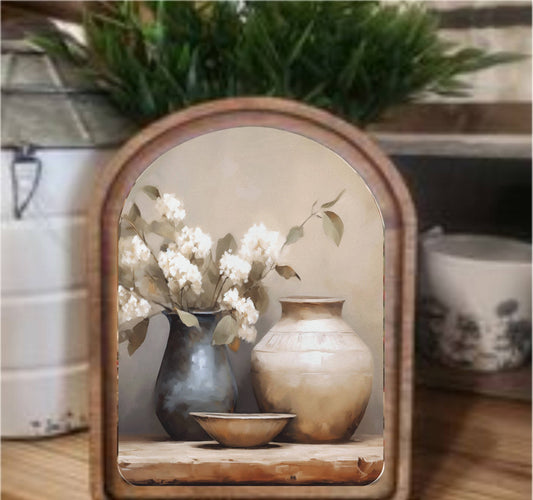 Still Life Framed Arch, Feathered Farmhouse