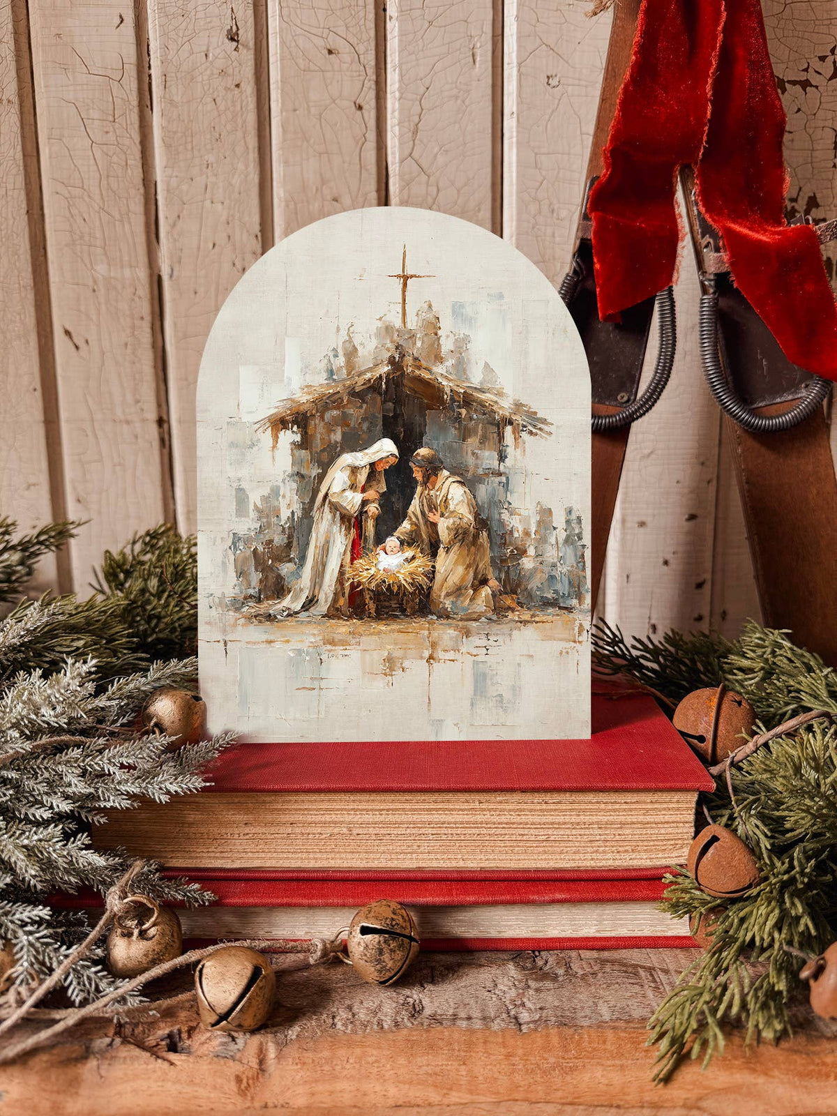 Nativity Scene Arch Shelf Sitter, The Feathered Farmhouse