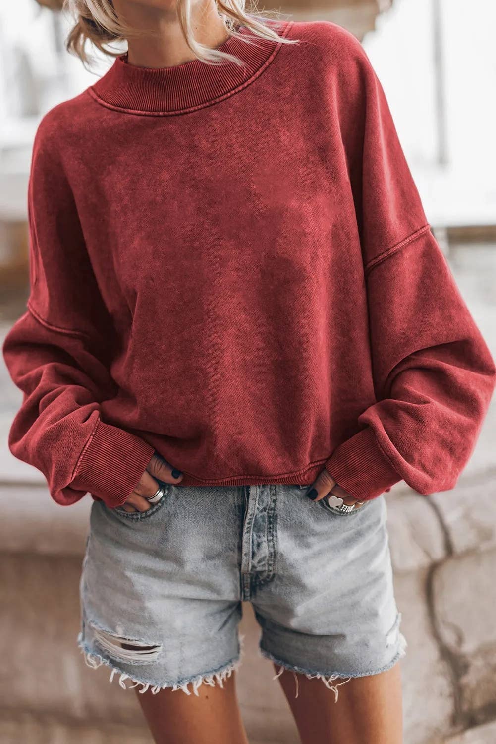 Nicole Red Pullover Sweatshirt, Feathered Farmhouse