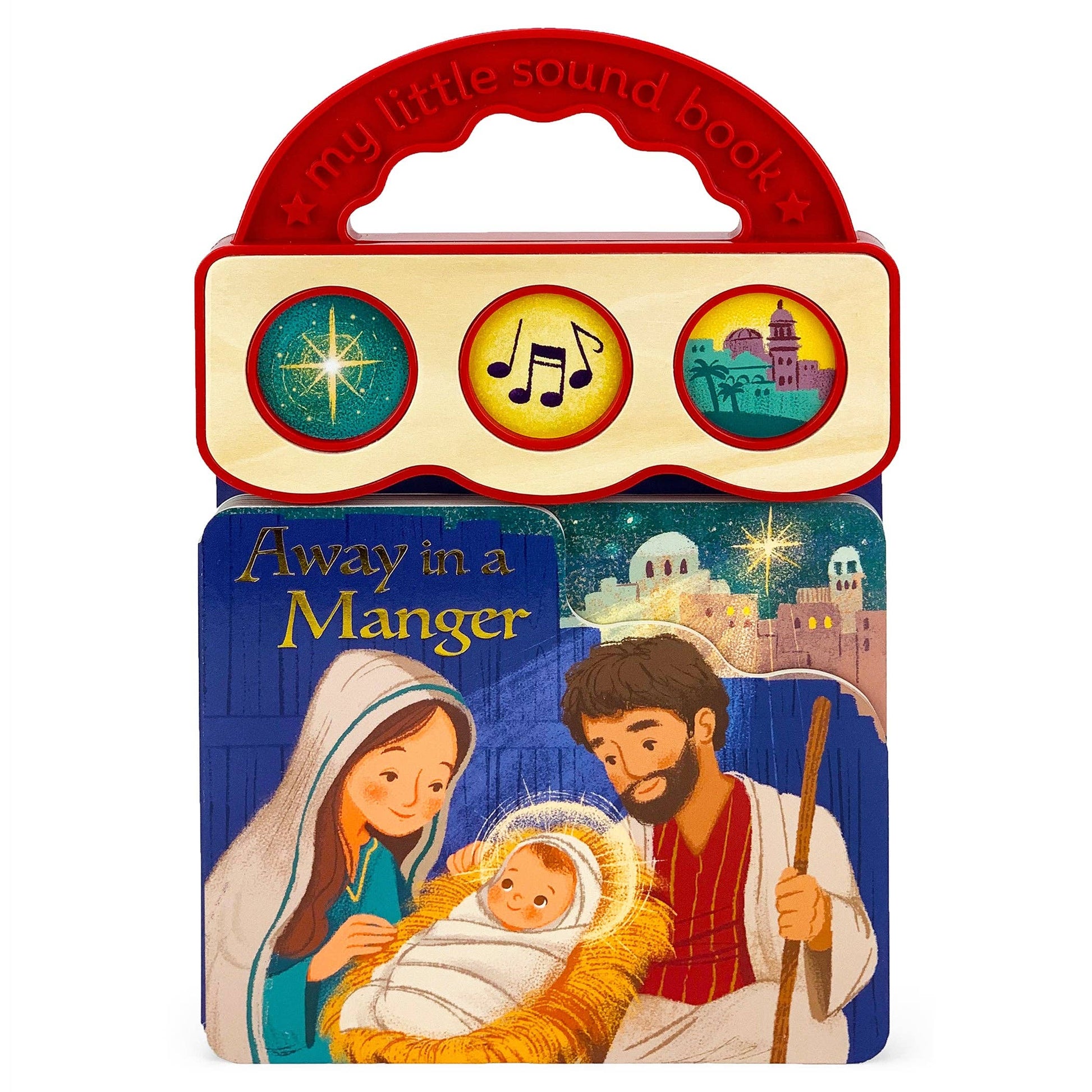 Away in a Manger Nativity 3-Button Jesus Sound Book, Feathered Farmhouse