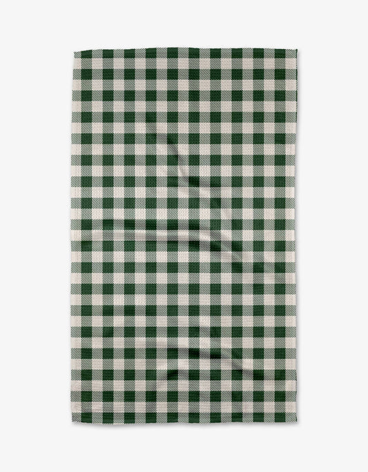 Christmas Gingham Geometry Tea Towel, Feathered Farmhouse