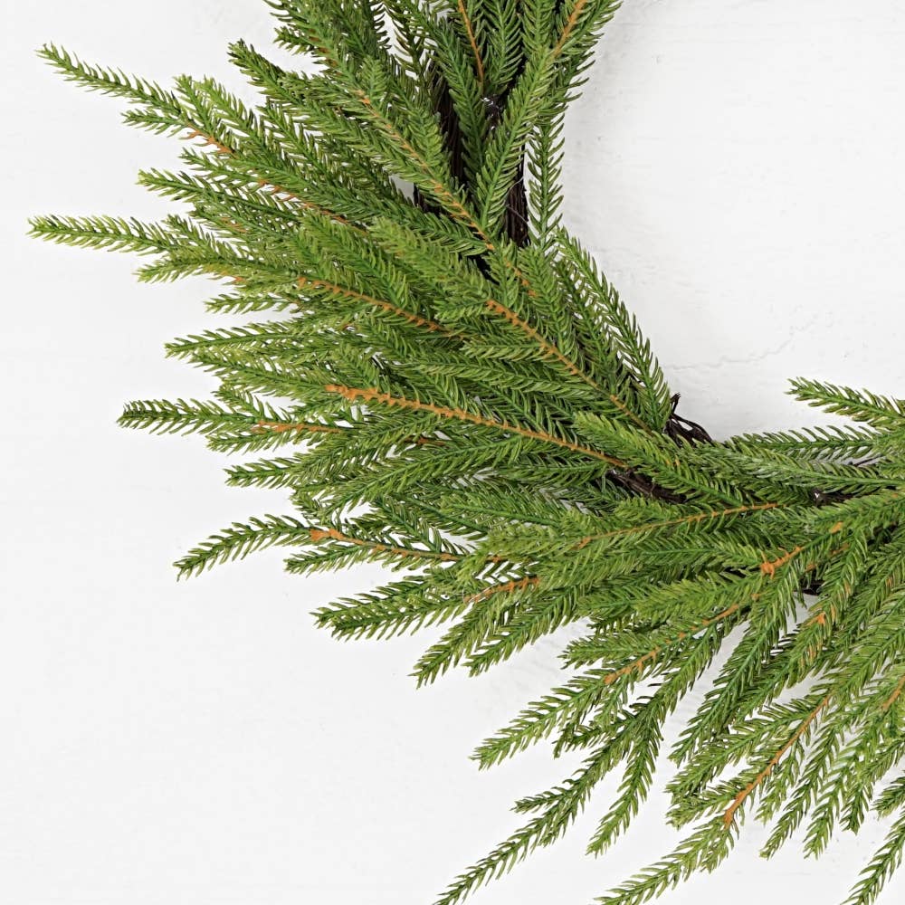Evergreen Norfolk Pine Soft Touch Wreath, Feathered Farmhouse
