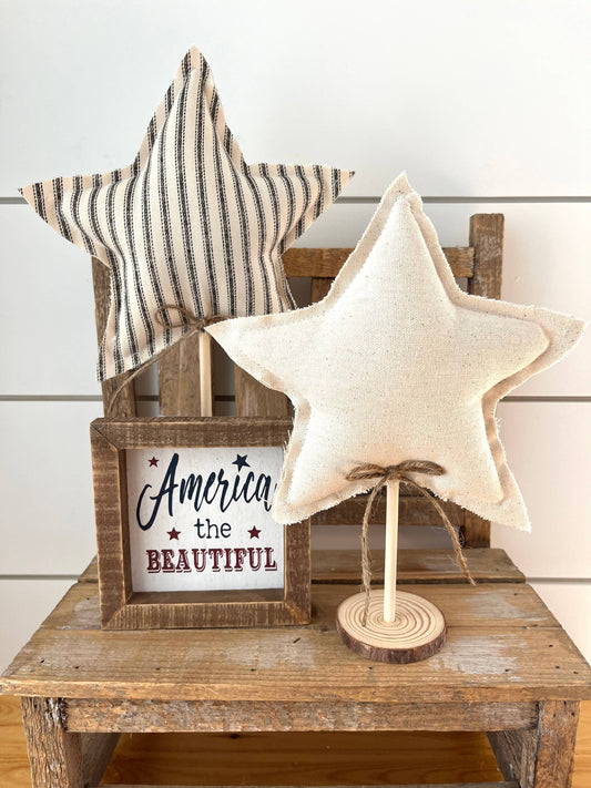 Farmhouse Stripe Rustic Star Set, Feathered Farmhouse