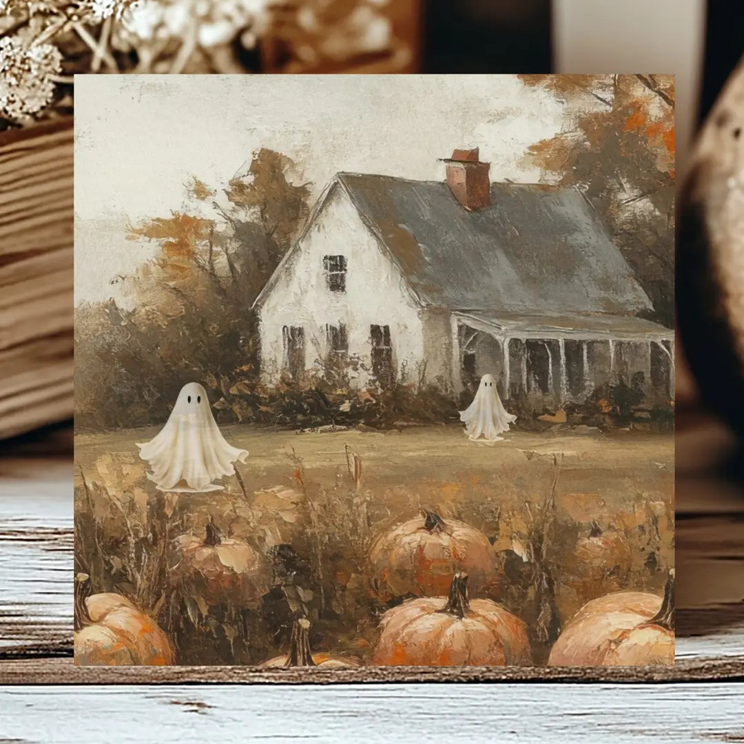 Halloween Pumpkin Farmhouse Insert, Feathered Farmhouse