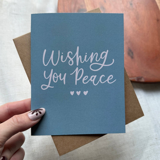 Wishing You Peace Sympathy Card, Feathered Farmhouse