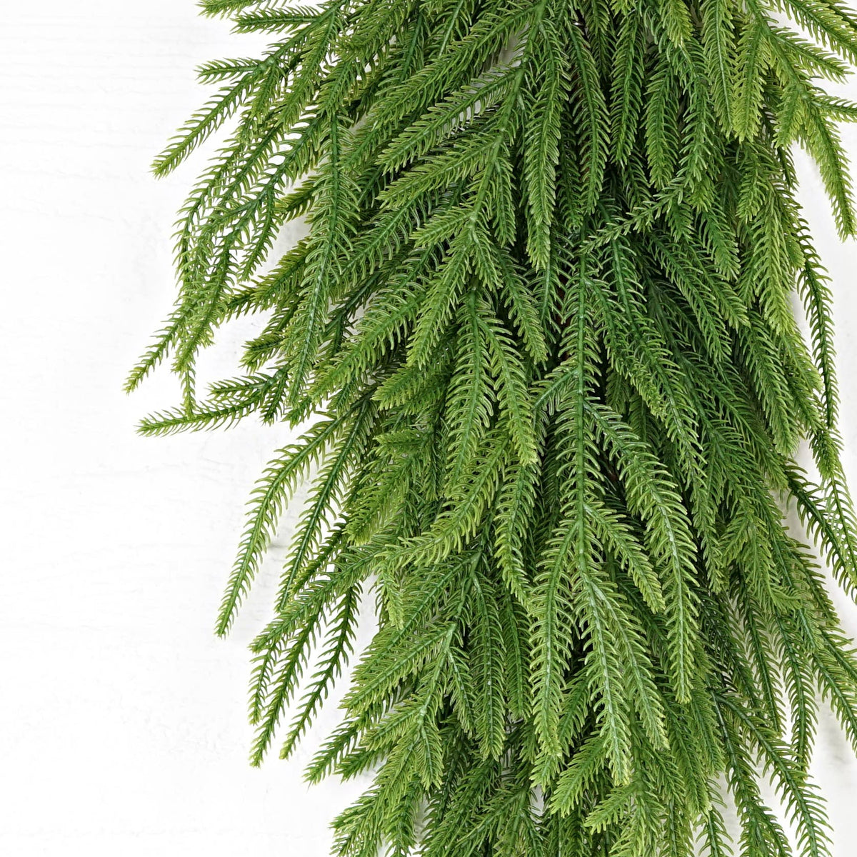 Evergreen Norfolk Pine Soft Touch Teardrop Swag, Feathered Farmhouse