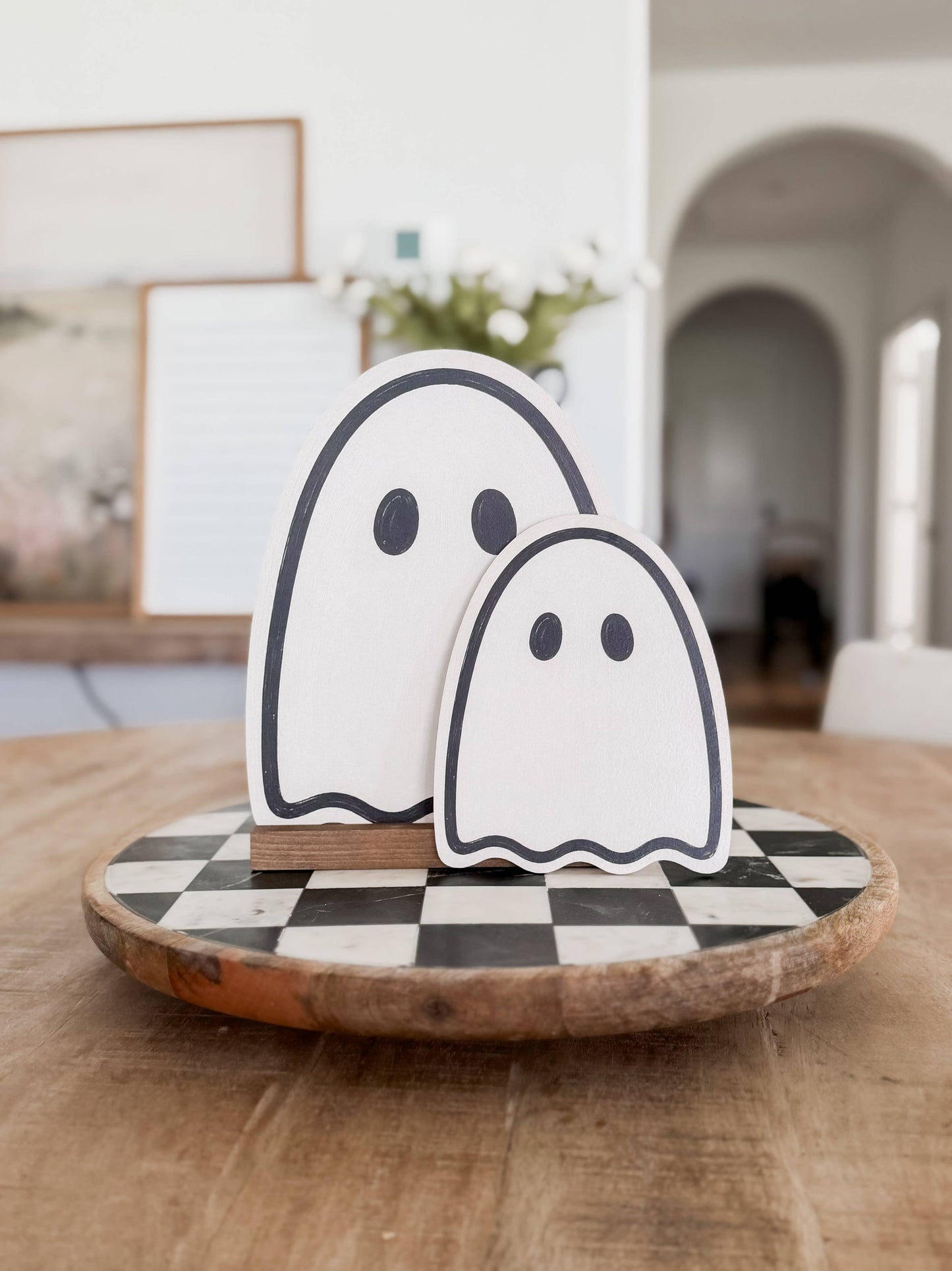Wood Ghost Shelf Sitter, Feathered Farmhouse