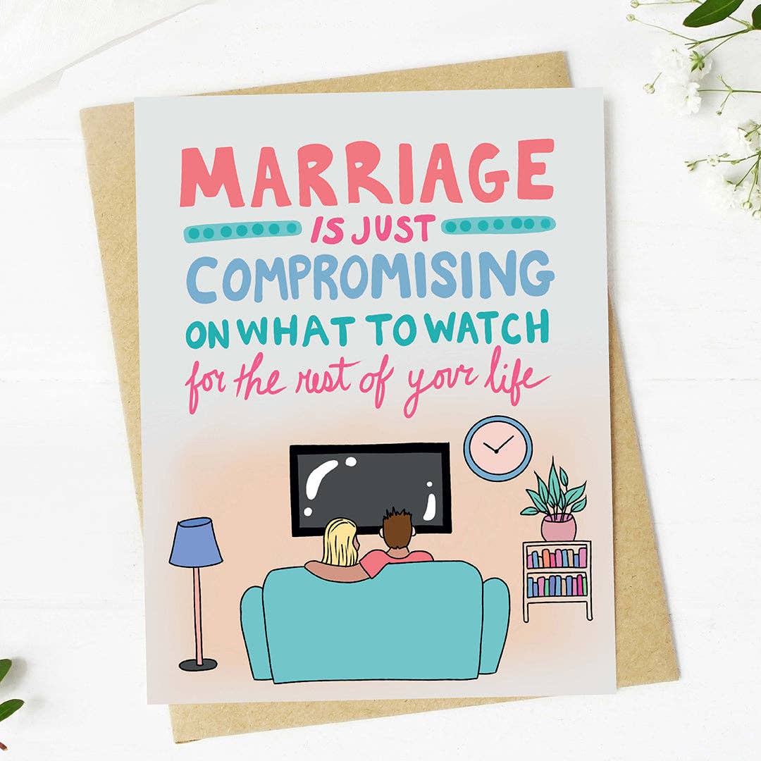 Compromising Wedding Card, Feathered Farmhouse