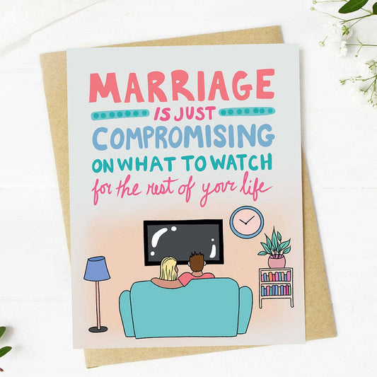 Compromising Wedding Card, Feathered Farmhouse