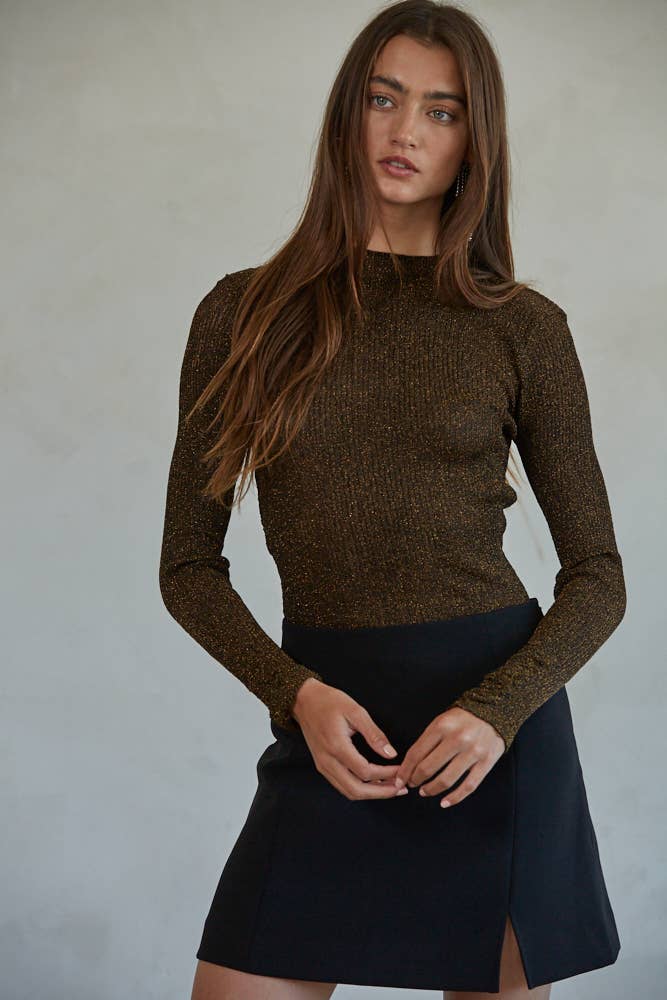 Knit Ribbed Sweater Bodysuit, Feathered Farmhouse