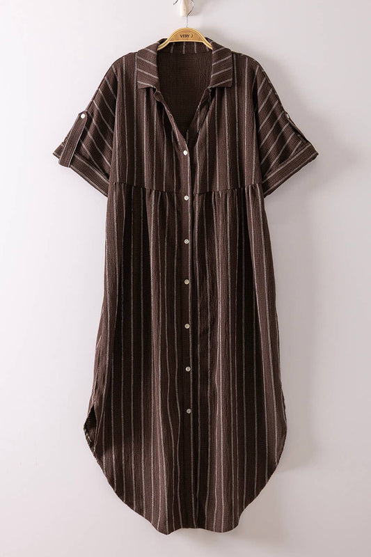 Striped Linen Button Down Dress, Feathered Farmhouse