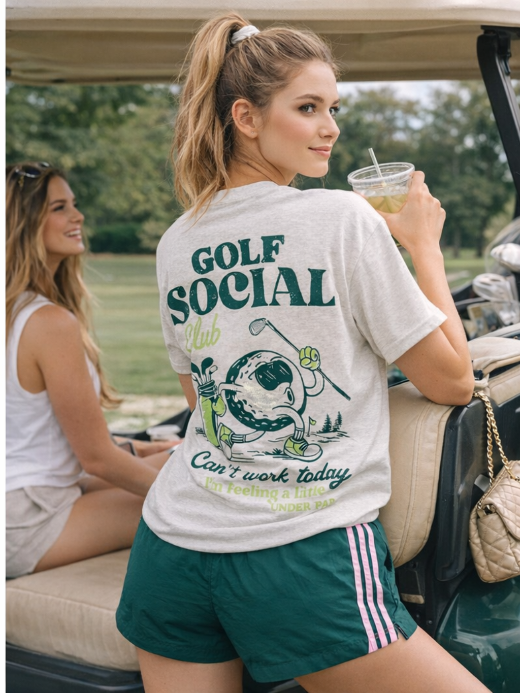 Golf Social Graphic Grey T-Shirt, Feathered Farmhouse