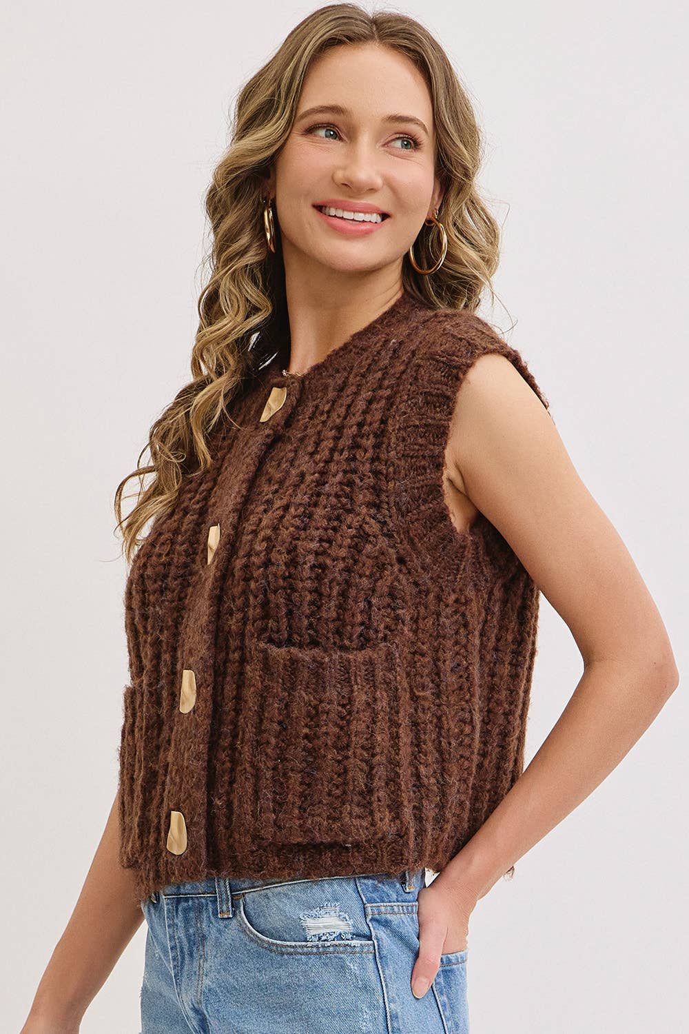 Chunk Knit Sweater Vest, Feathered Farmhouse