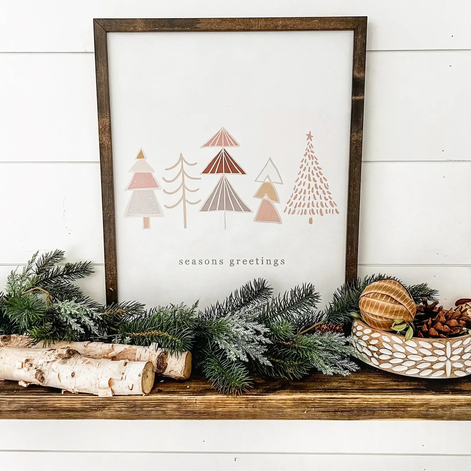 Seasons Greetings Sign, Feathered Farmhouse