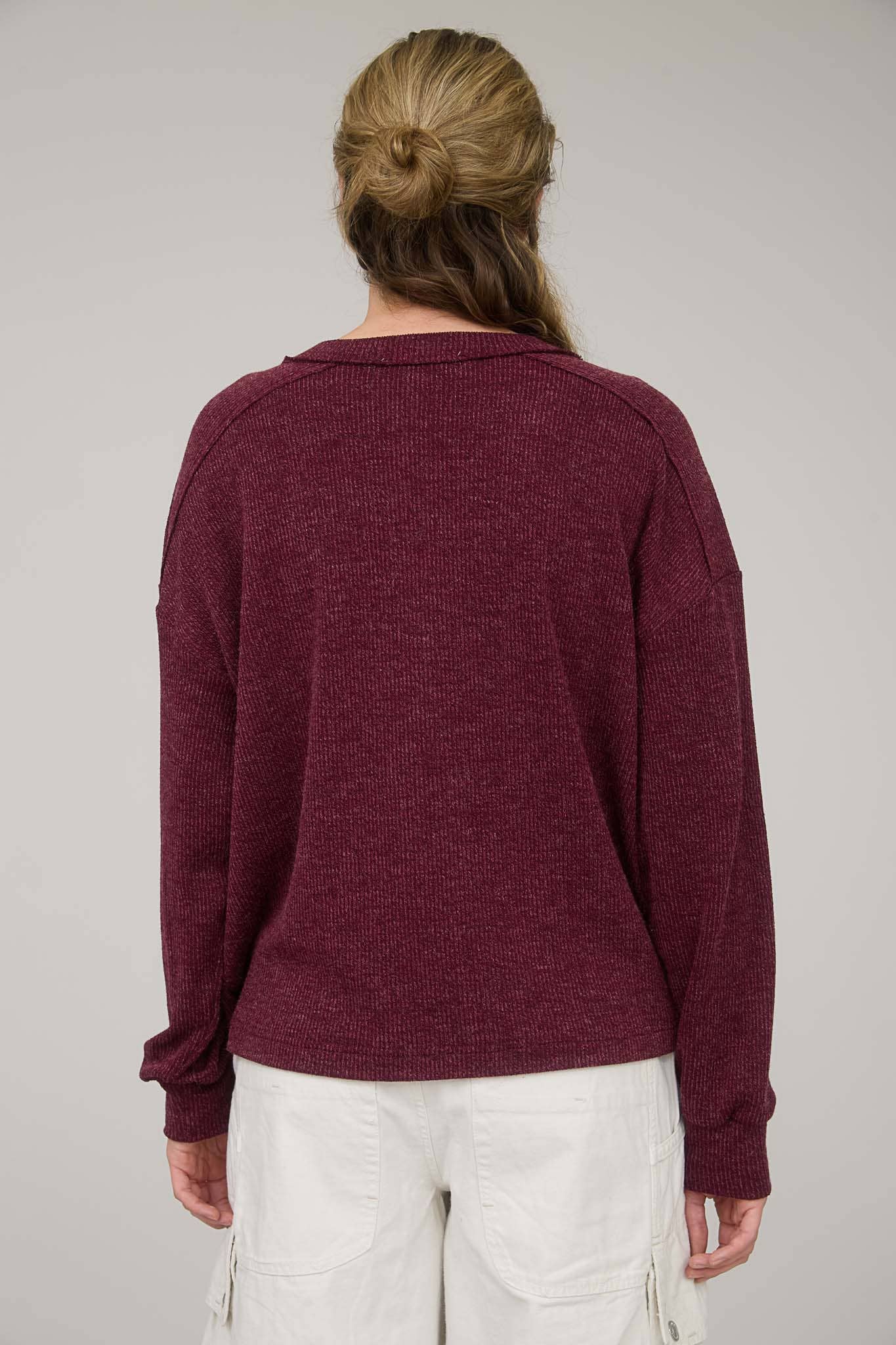 Ribbed Henley Knit Top, Feathered Farmhouse