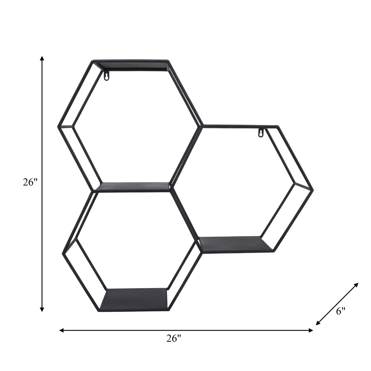 Metal Hexagon Wall Shelf, Feathered Farmhouse