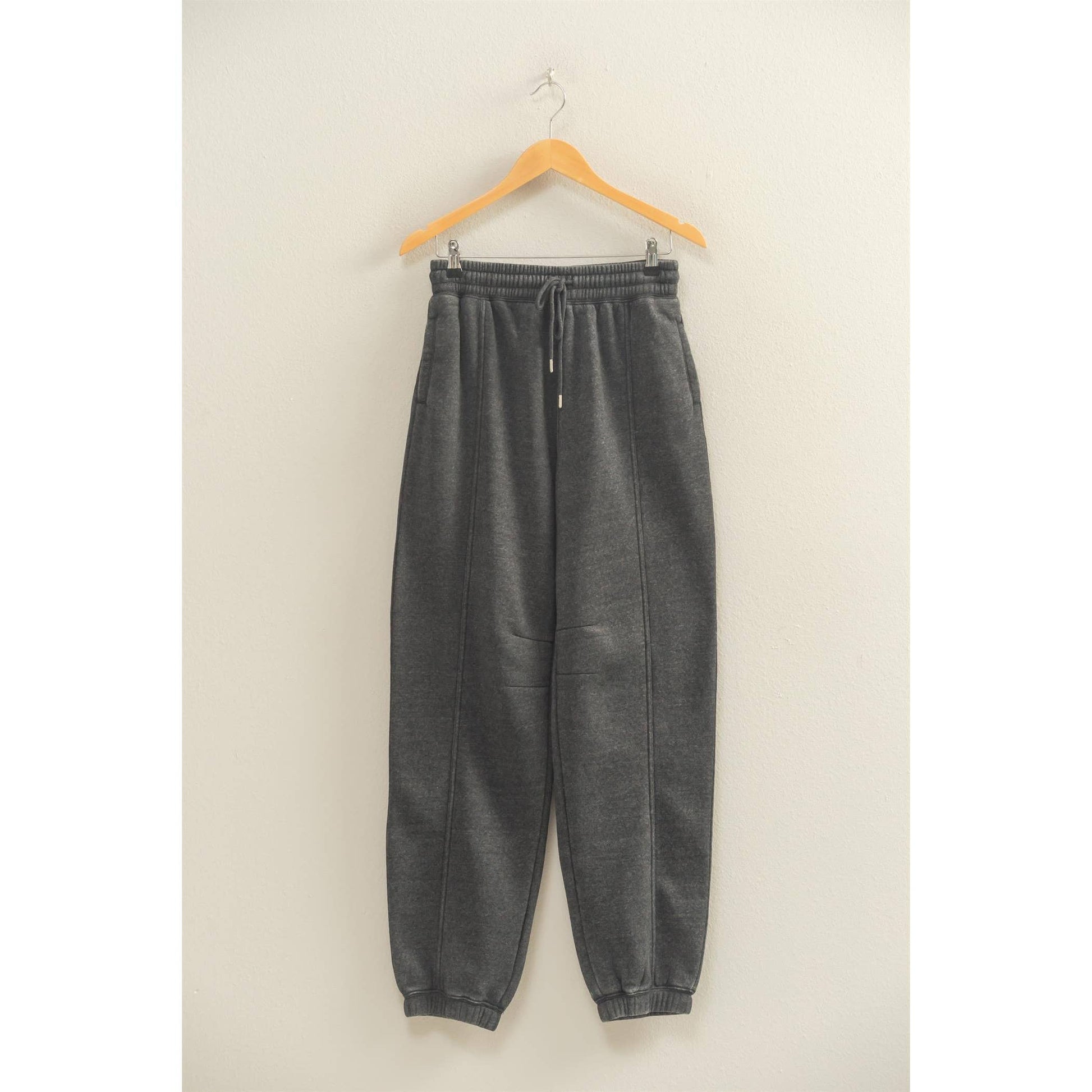 Black Drawstring Waist Ultra Comfy Sweatpants, Feathered Farmhouse