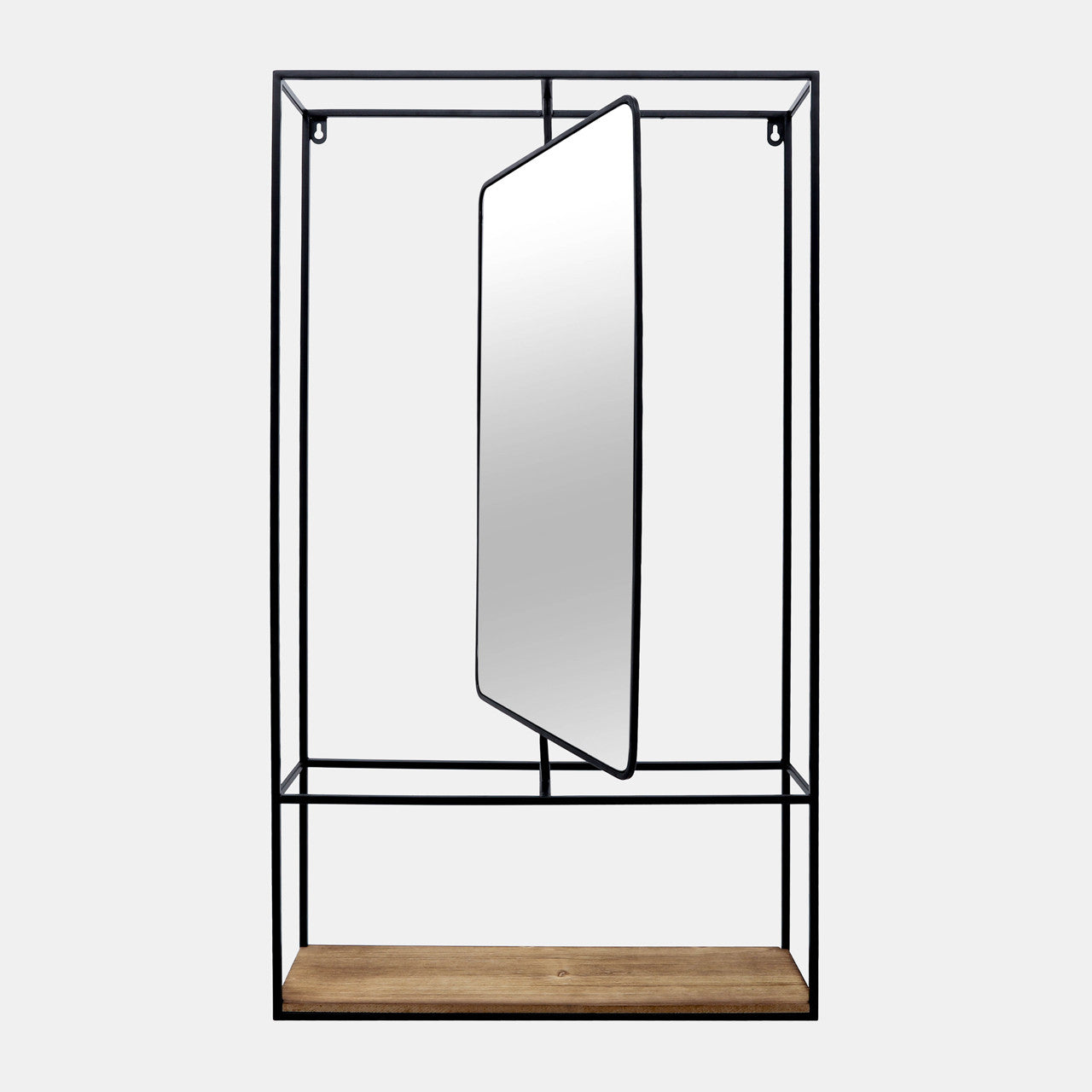 Wall Shelf with Mirror, Feathered Farmhouse