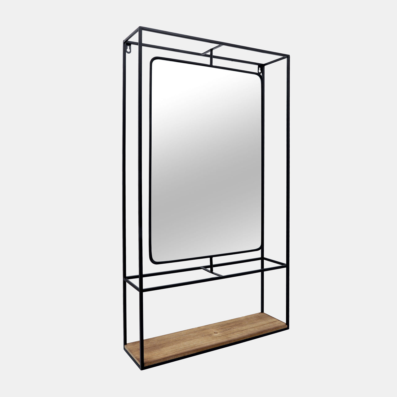 Wall Shelf with Mirror, Feathered Farmhouse