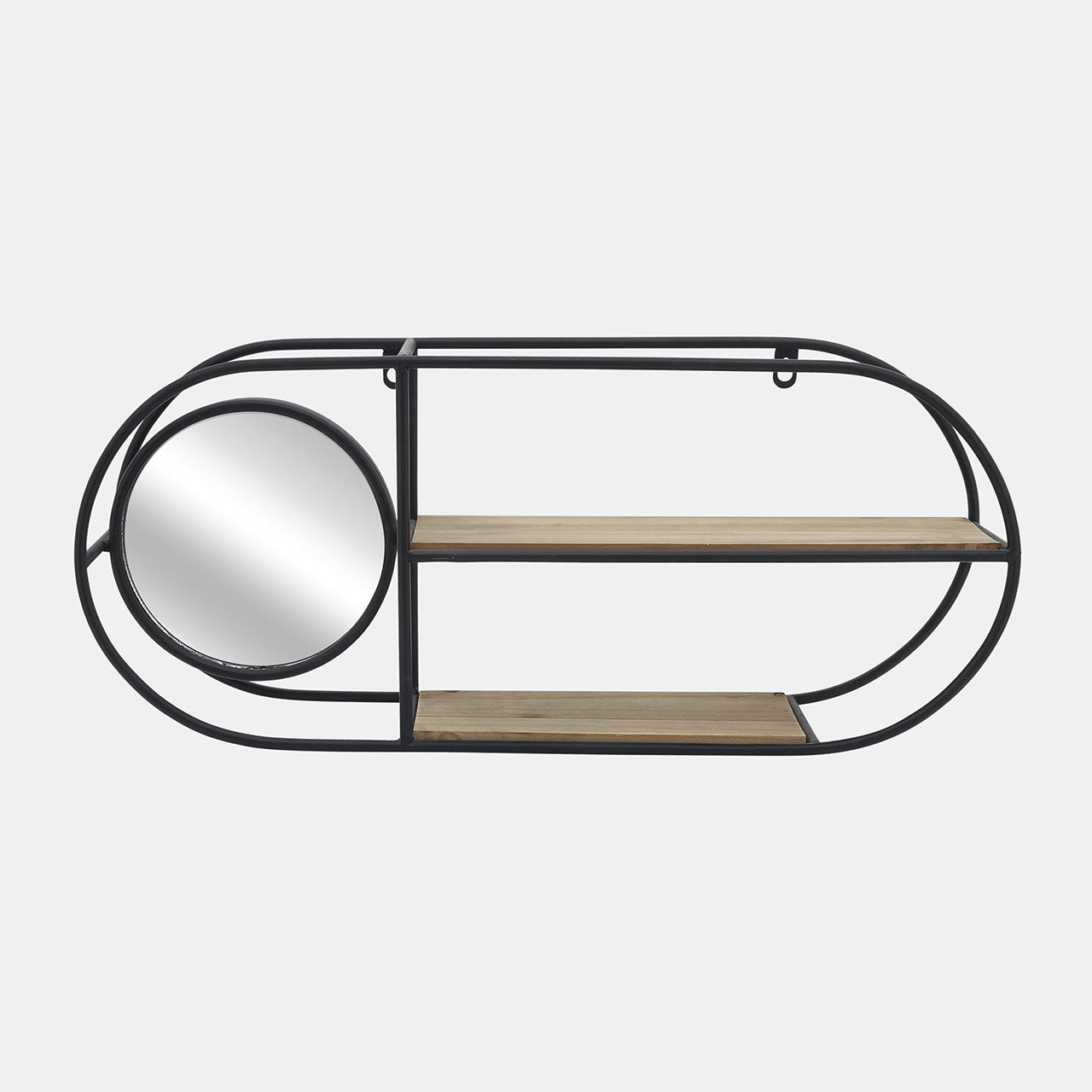 Oval Wall Shelf with Mirror, Feathered Farmhouse