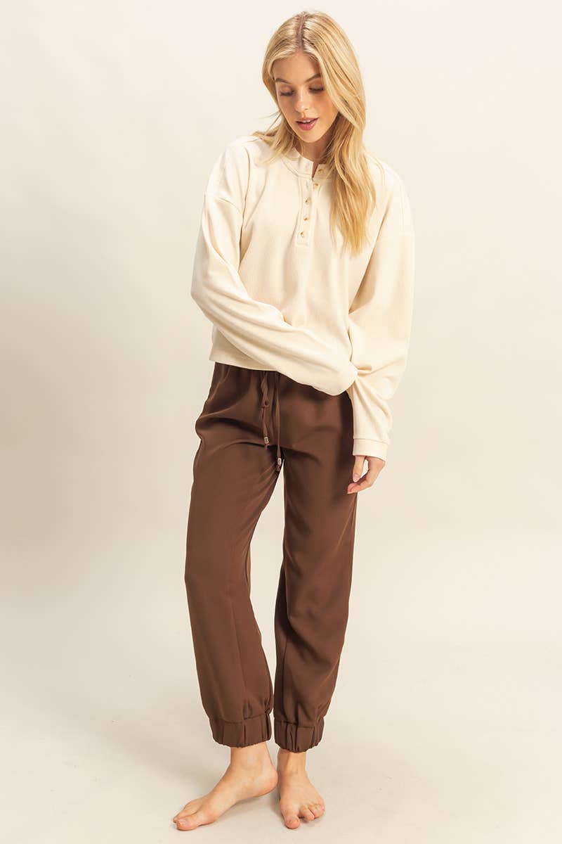 Mineral Washed Henley Top, Feathered Farmhouse
