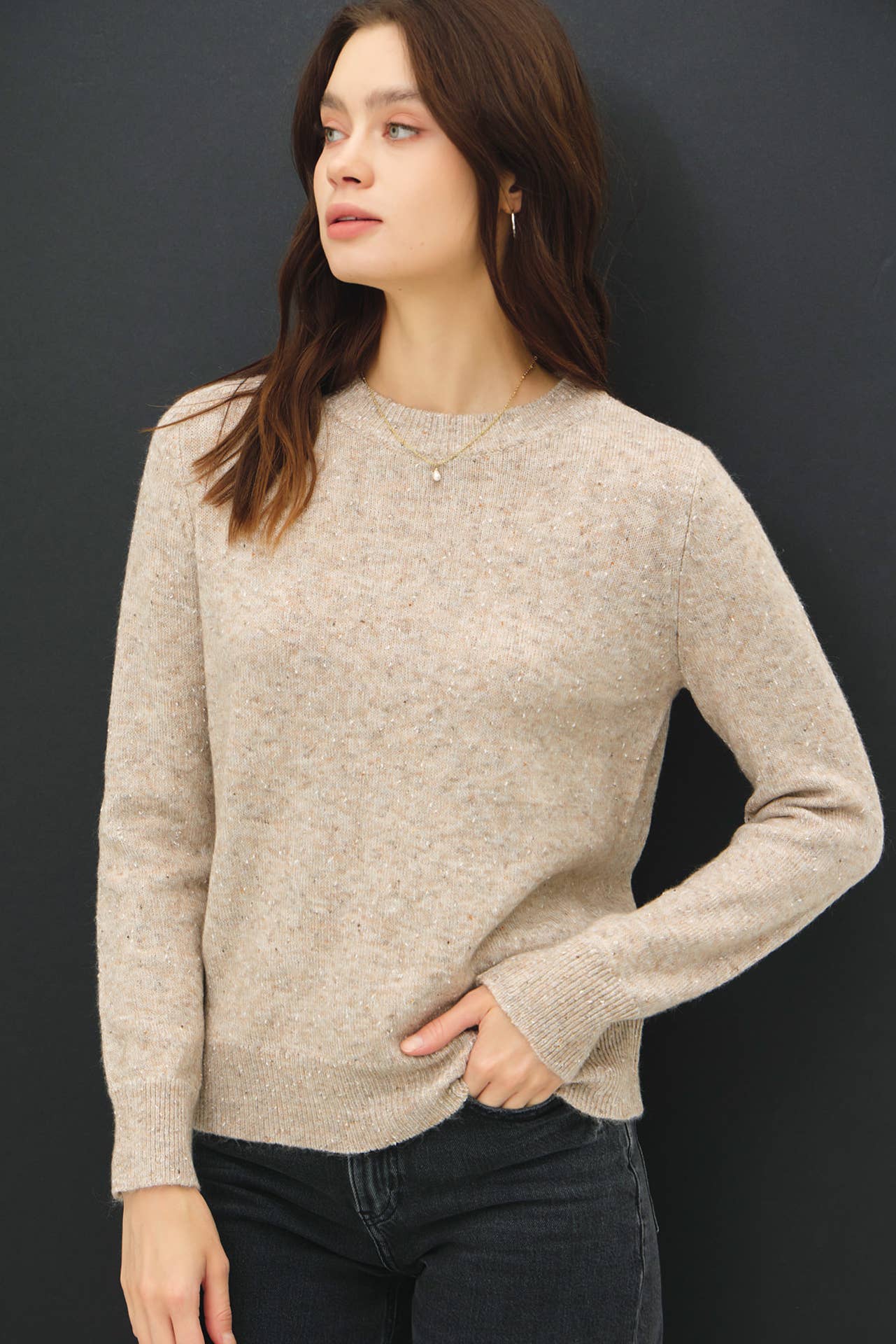 Textured Heather Yarn Sweater, Feathered Farmhouse