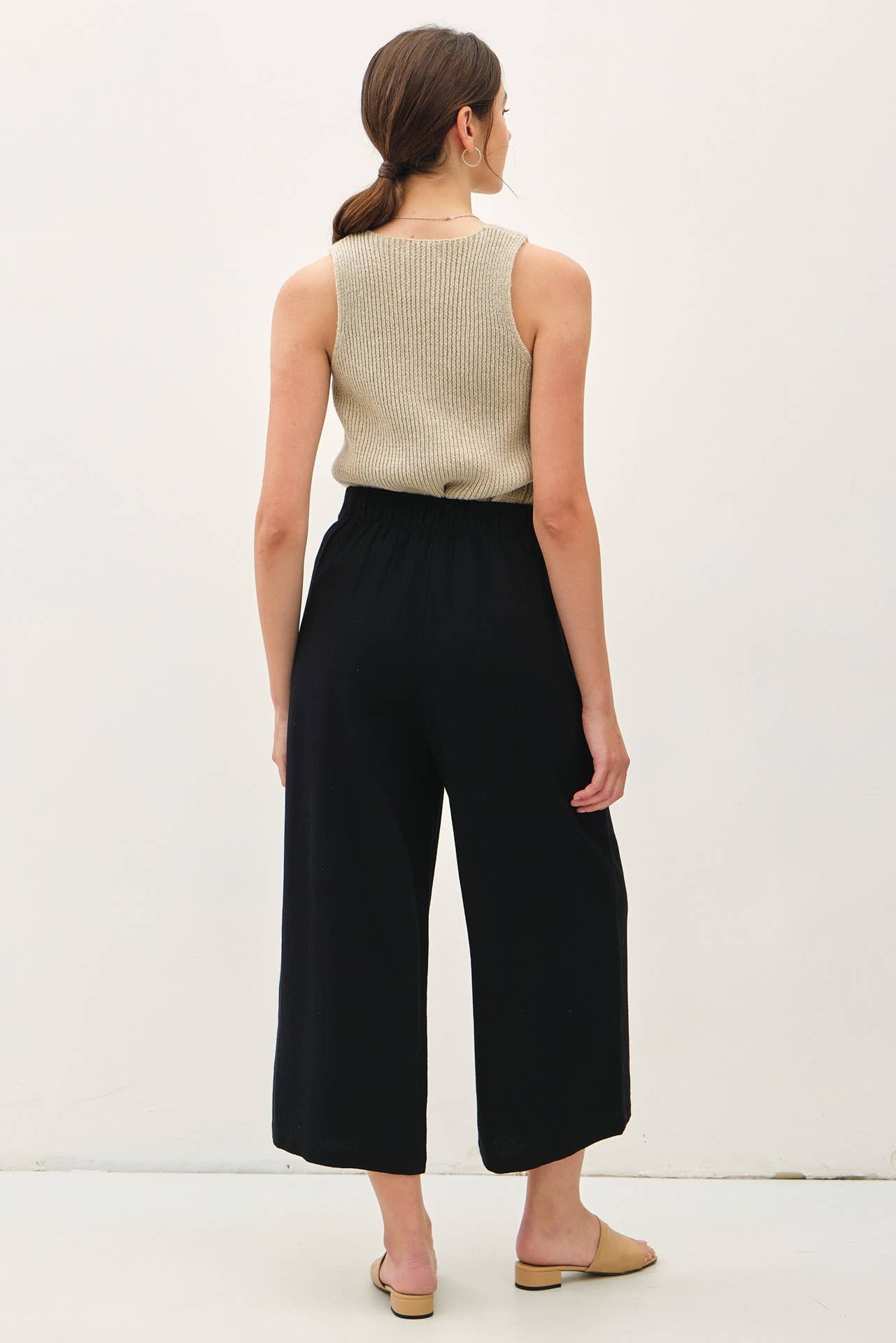 Slip-On Linen Culottes Pants, Feathered Farmhouse