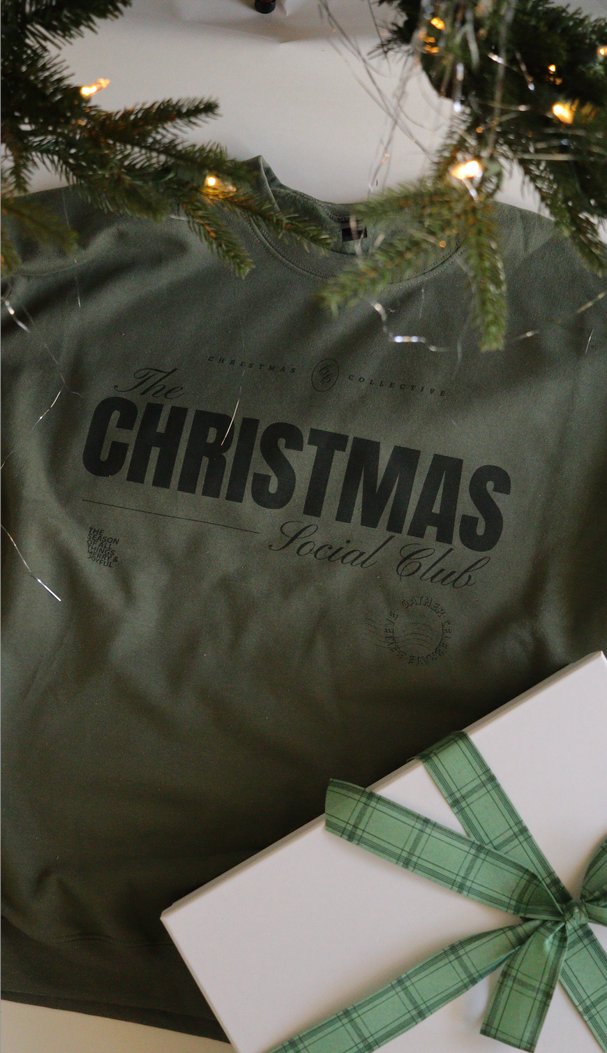Christmas Social Club Graphic Sweatshirt, Feathered Farmhouse