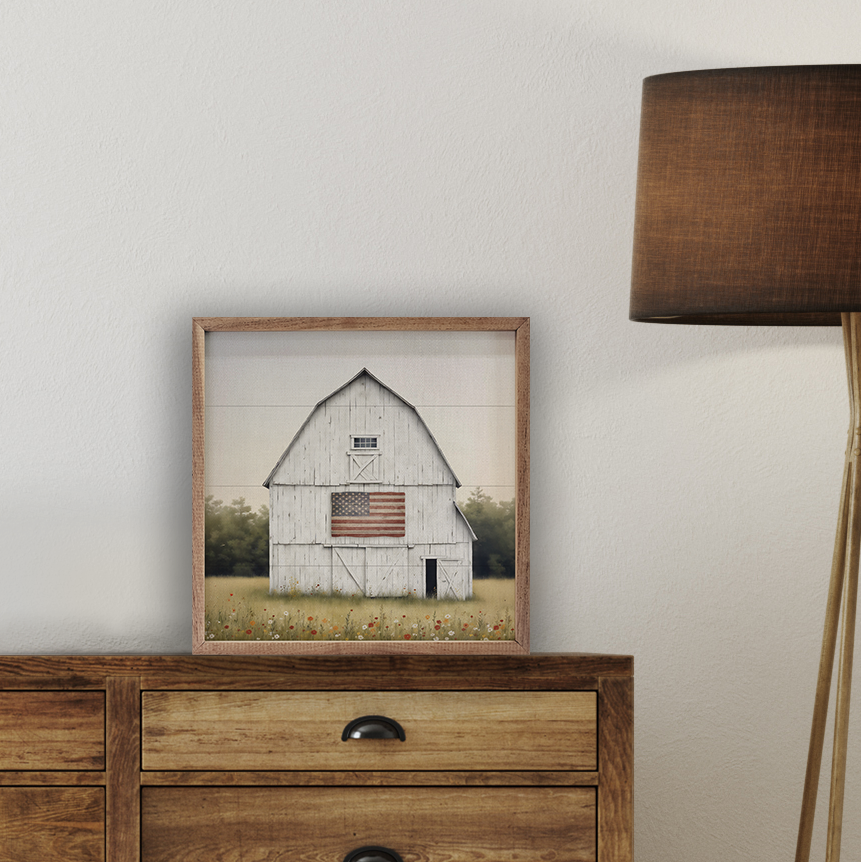 White Summer Flag Barn, Feathered Farmhouse