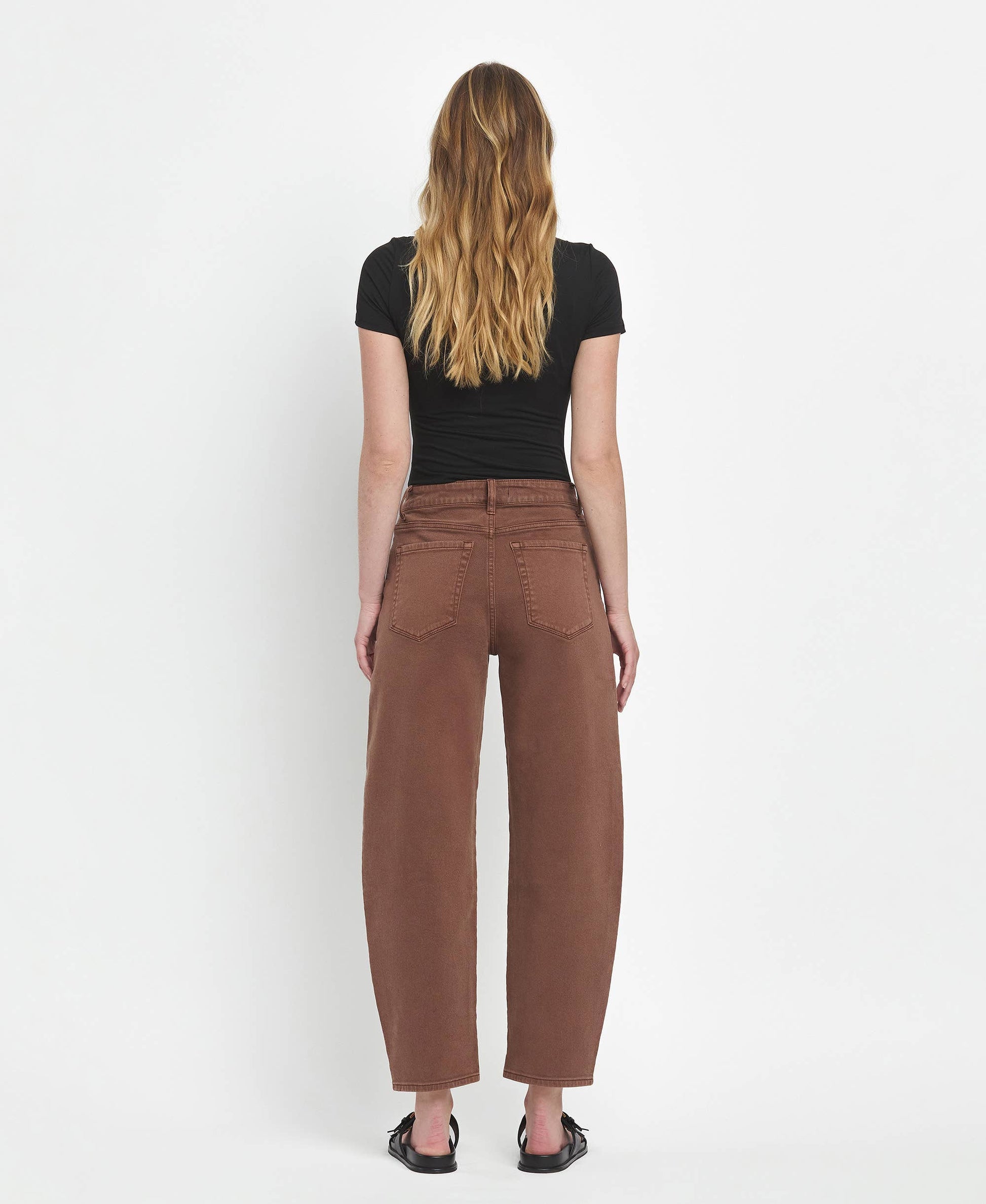 Super High Rise Brown Barrel Jeans, Feathered Farmhouse