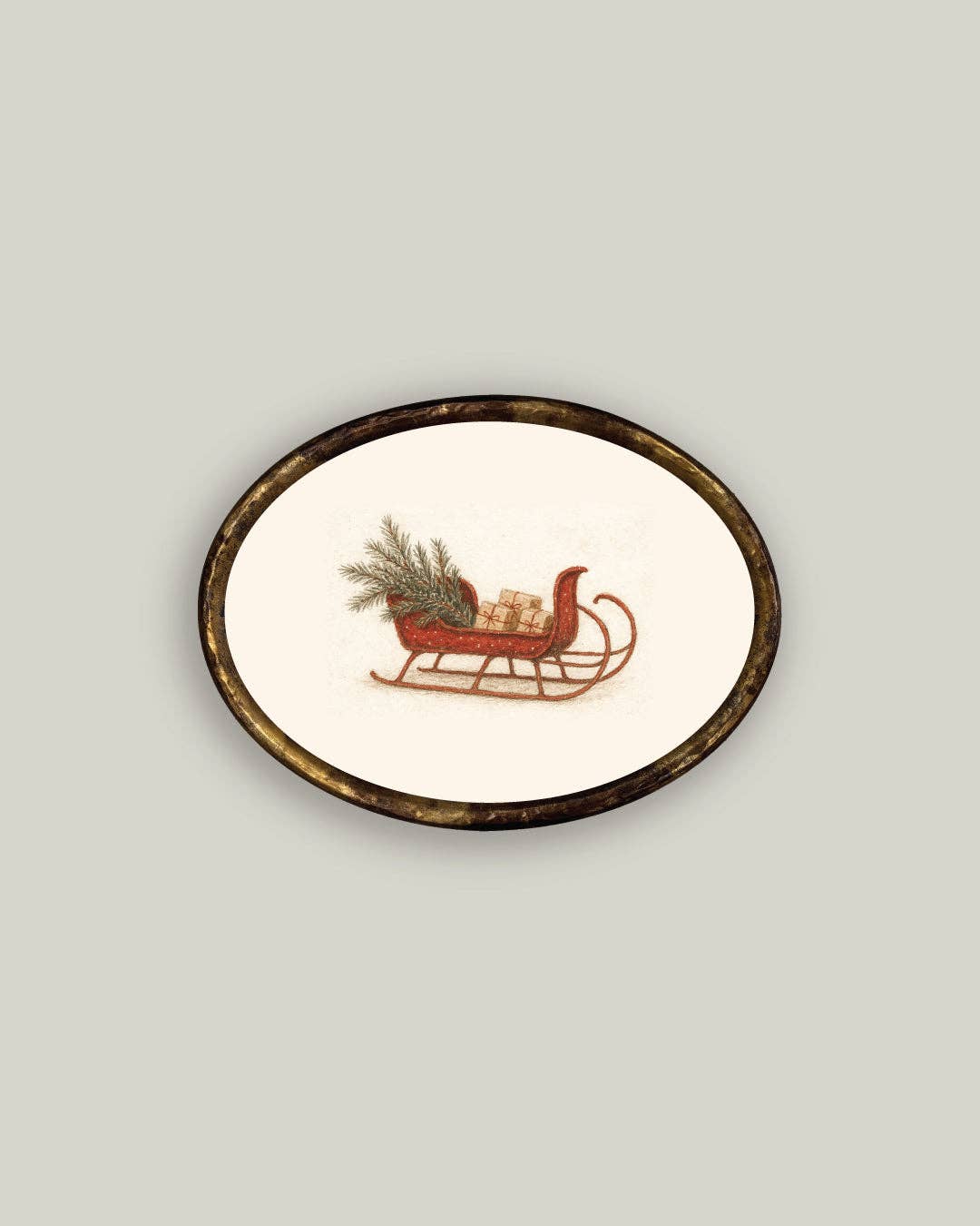 Red Sleigh Oval, Feathered Farmhouse
